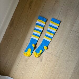 Blue and Yellow Striped Socks